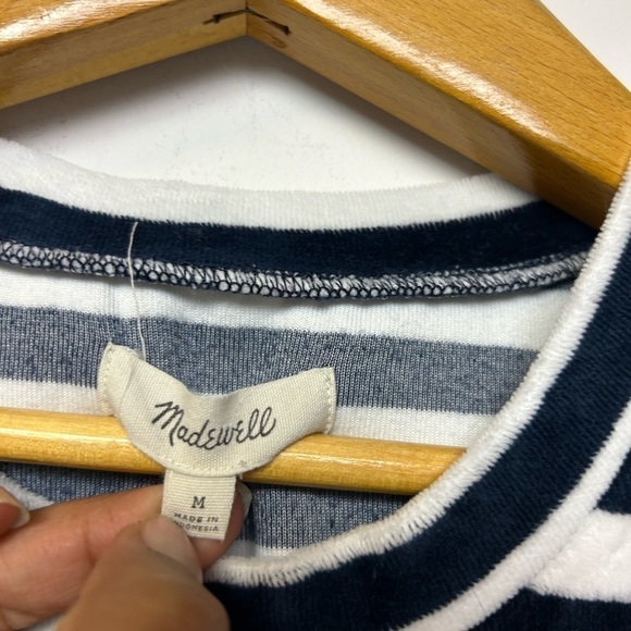 MADEWELL CORDUROY BLEND STRIPED SHORT SLEEVE KNEE LENGTH COZY WARM DRESS SIZE M - Picture 5 of 8